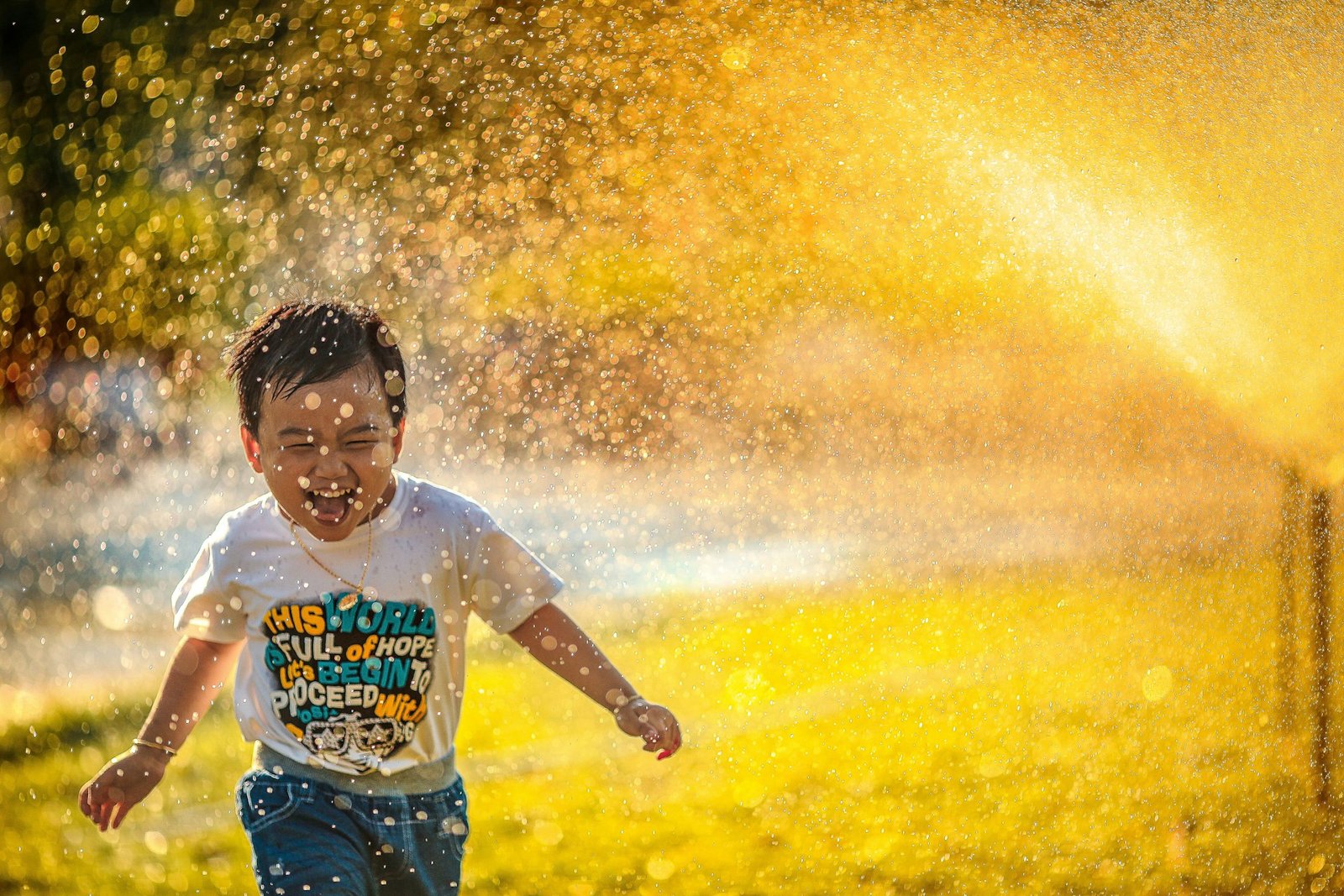 child happily playing